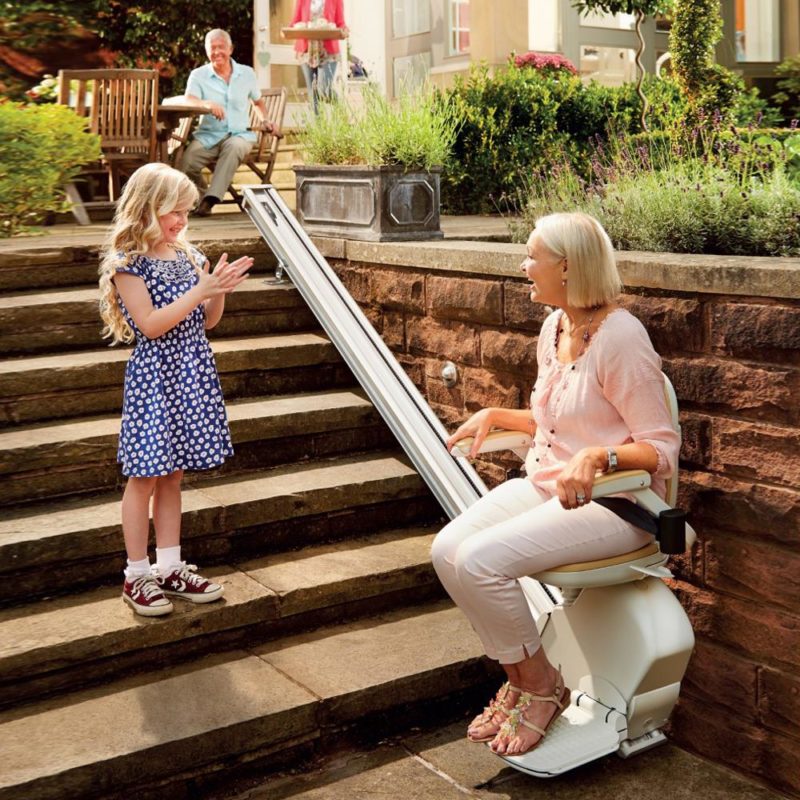 Brooks Outdoor Straight Stairlift Lifestyle Family
