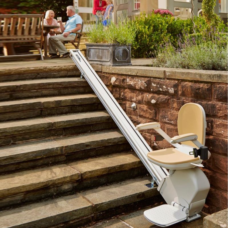 Brooks Outdoor Straight Stairlift Unfolded